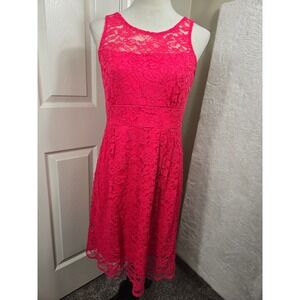 DR Collection Size 8 Lace Dress Sleeveless Party Cocktail Hot Pink Clubwear